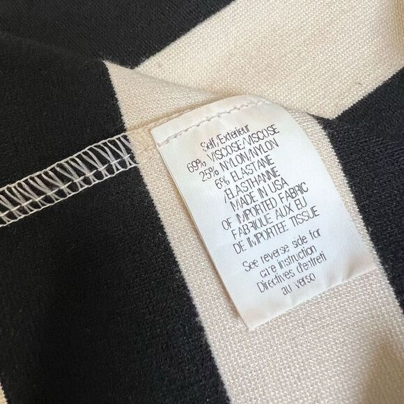 Theory Cream and Black Striped Dress Size Small The Onita Dress Women's 3/4 Slee - Picture 12 of 13